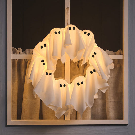 32cm LED Ghost Outdoor Halloween Wreath