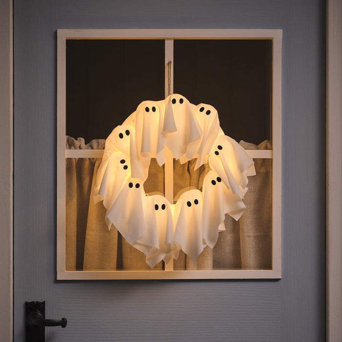 32cm LED Ghost Outdoor Halloween Wreath