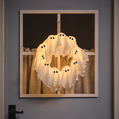 32cm LED Ghost Outdoor Halloween Wreath