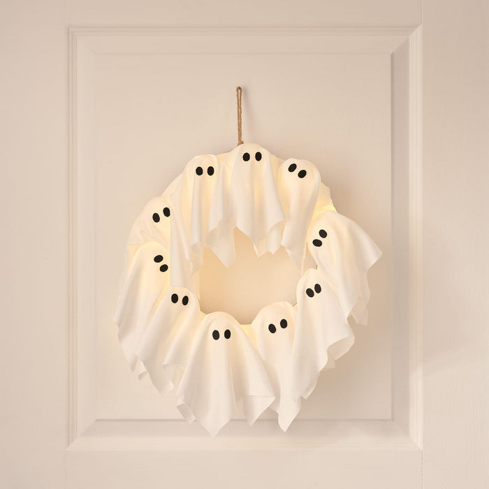 32cm LED Ghost Outdoor Halloween Wreath