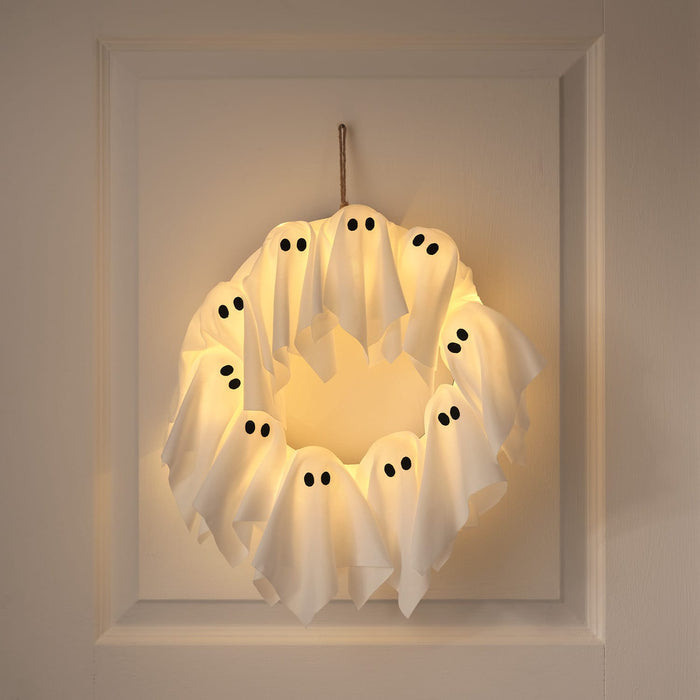 32cm LED Ghost Outdoor Halloween Wreath