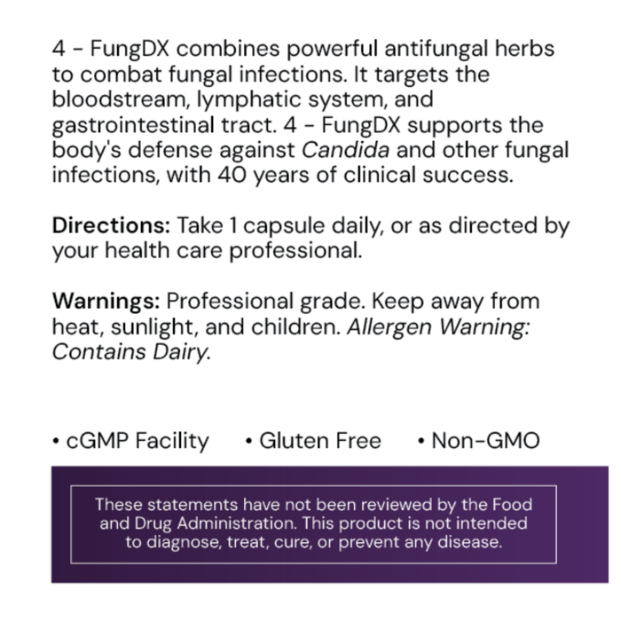 4 FungDX existing Supplement Facts