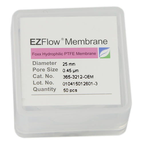 50-pack EZFlow® 25mm 0.45µm PTFE Membrane Disc Filter - Hydrophobic filter for laboratory research. | img_1 | Foxx Life Sciences Global | shopfls.com