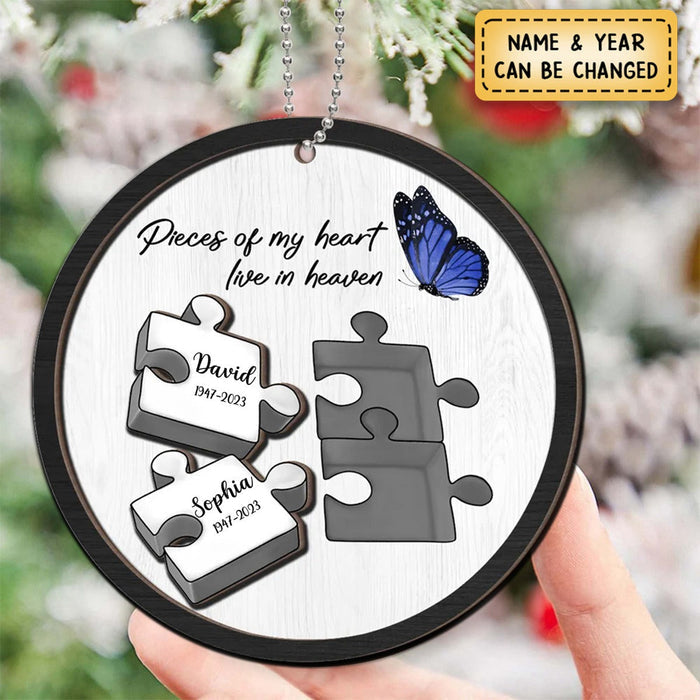 A Piece Of My Heart Lives In Heaven Memorial Personalized Wooden Ornament