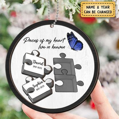 A Piece Of My Heart Lives In Heaven Memorial Personalized Wooden Ornament