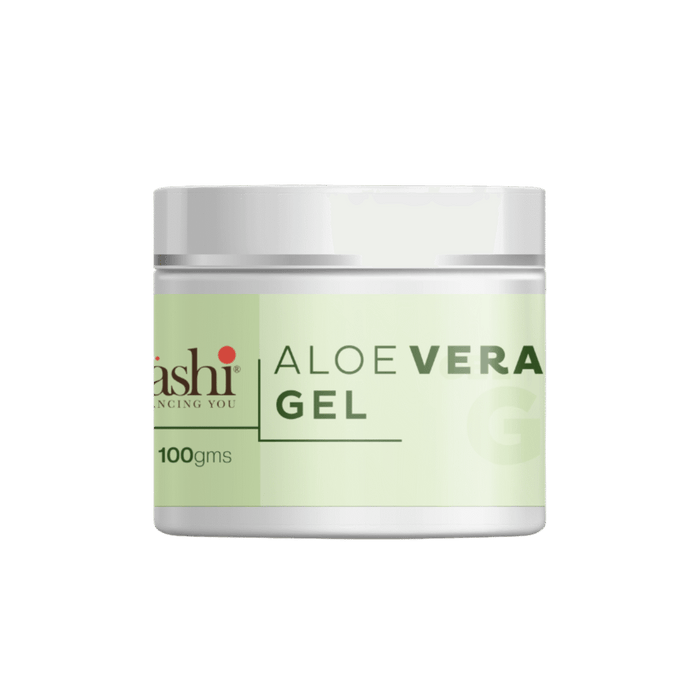 Aashi Aloevera Gel 300gms in a stylish container, perfect for providing deep hydration and soothing relief for skin after sun exposure or sensitivity.