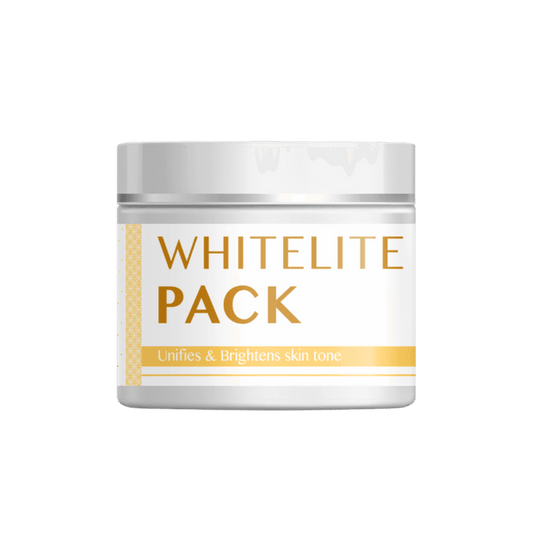 Aashi Whitelite Pack 100gm displayed in a bright ambiance, showcasing its ability to unify and brighten skin tone with the Aashi White Pack.