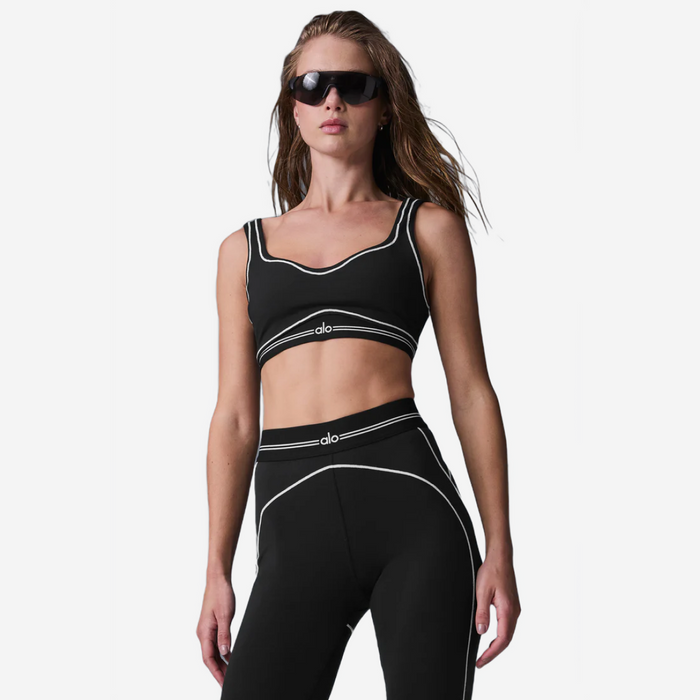 Alo Yoga Airbrush Heart Throb Bra Black/White