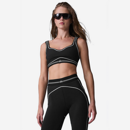 Alo Yoga Airbrush Heart Throb Bra Black/White