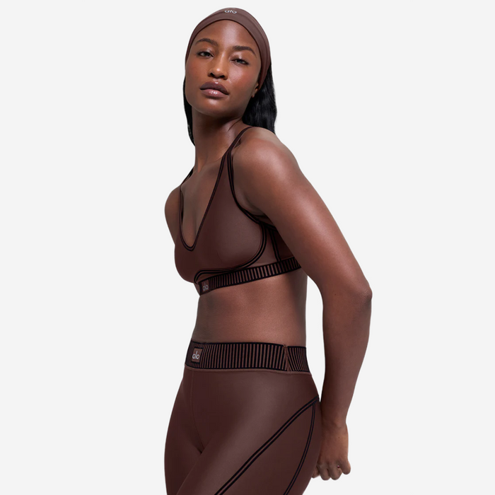 ALO YOGA AIRLIFT LINE UP BRA BROWNSTONE