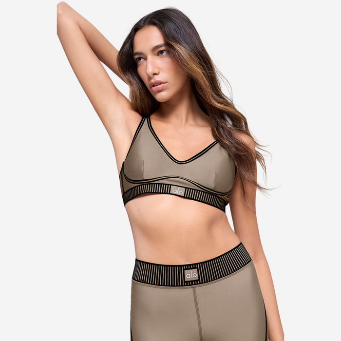 ALO YOGA AIRLIFT LINE UP BRA GRAVEL