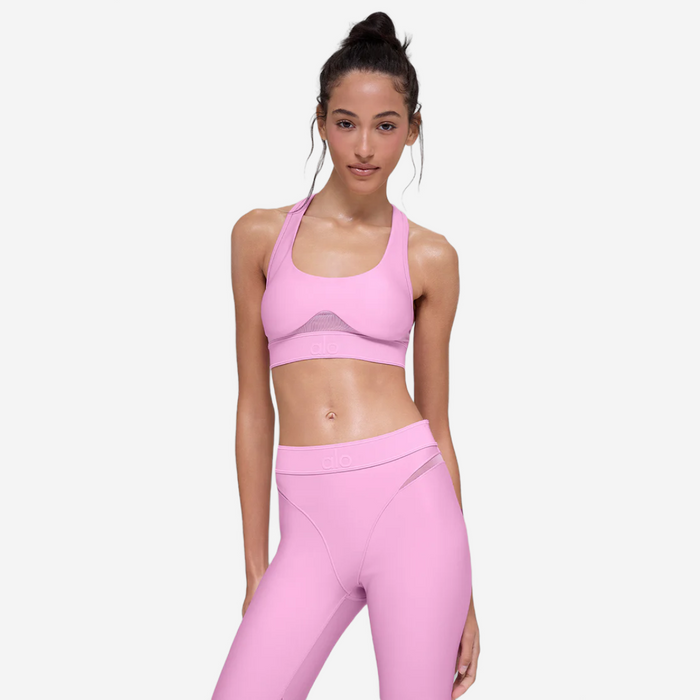 alo yoga Airlift Rebel Bra candy heart pink