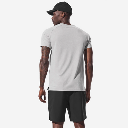 ALO YOGA TRIUMPH RAGLAN TEE HEATHER GREY