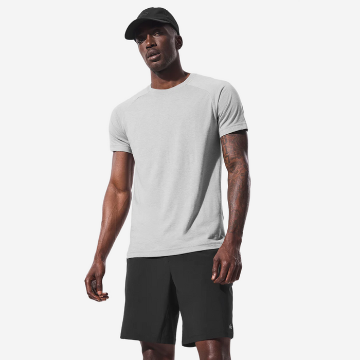 ALO YOGA TRIUMPH RAGLAN TEE HEATHER GREY