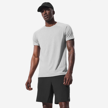 ALO YOGA TRIUMPH RAGLAN TEE HEATHER GREY