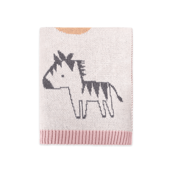 Alphabet Blush - Jacquard Sweater Knit Baby Blanket (Organic Cotton)