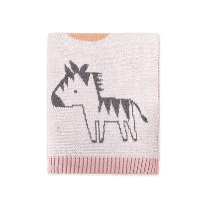 Alphabet Blush - Jacquard Sweater Knit Baby Blanket (Organic Cotton)
