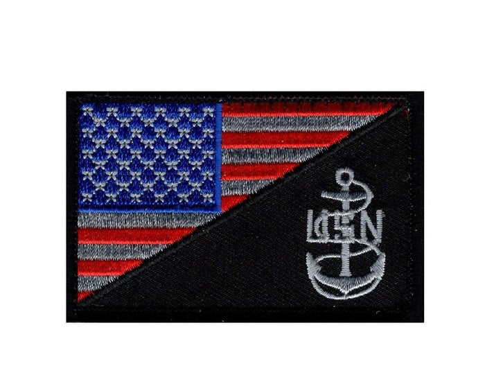 American Flag / Navy Anchor Patch (Embroidered Hook)