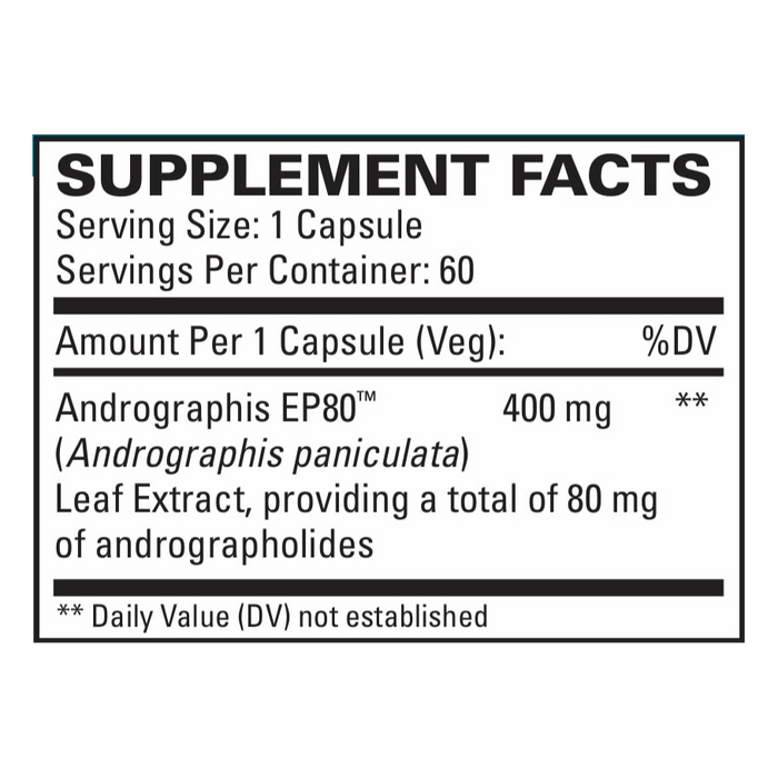 Andrographis EP80 Extra Strength by EuroMedica Ingredients Label