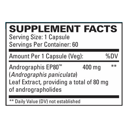 Andrographis EP80 Extra Strength by EuroMedica Ingredients Label