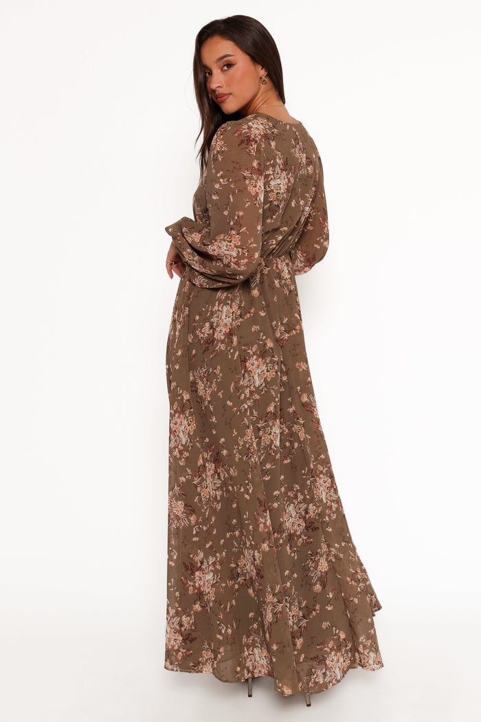 Petal and Pup USA DRESSES Anisa Maxi Dress - Olive Floral