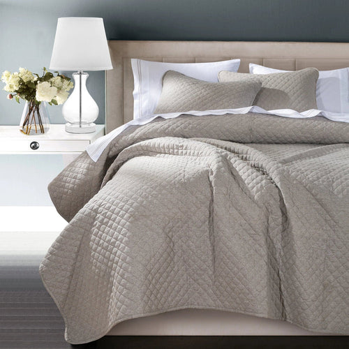Anna Diamond Quilted Coverlet - Taupe Coverlet