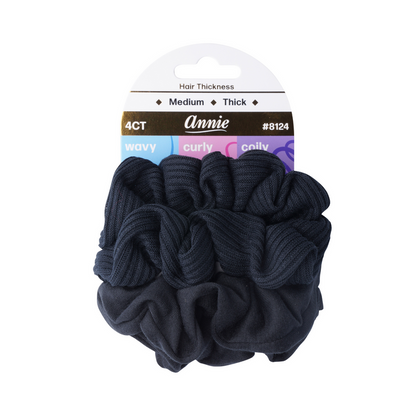 Annie Hair Scrunchie, 4 Count, Black