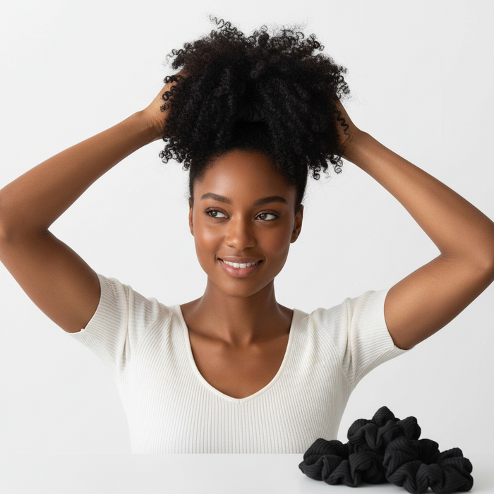 Annie Hair Scrunchie, 4 Count, Black