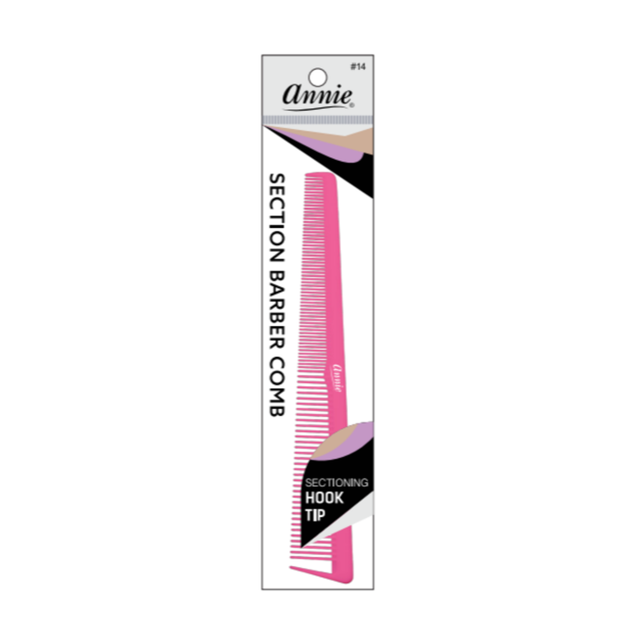 Annie Section Barber Comb with Hook Tip, 1 Count, Assorted