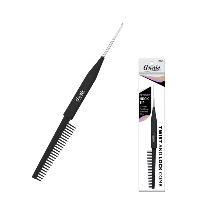 Annie Twist & Lock Comb with Crochet Hook, 1 Count, Black