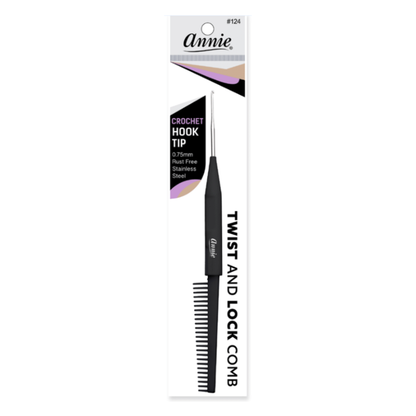 Annie Twist & Lock Comb with Crochet Hook, 1 Count, Black