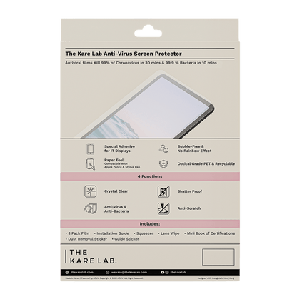 Anti-Virus iPad Screen Protector Clear/ Anti-Glare - The Kare Lab