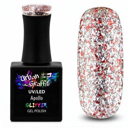 Apollo - UGGP-A0907 Urban Graffiti Red and Silver Glitter Gel Polish 15ml