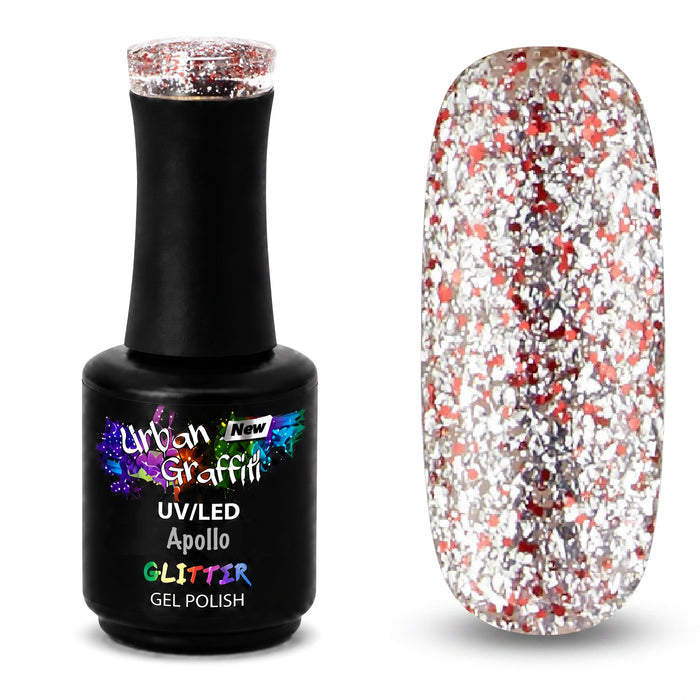 Apollo - UGGP-A0907 Urban Graffiti Red and Silver Glitter Gel Polish 15ml