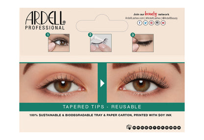 Back details of Ardell's Ecolashes 450 packaging with application & removal instructions & its inclusions