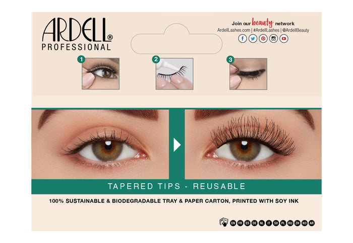 Back details of Ardell's Ecolashes 451 packaging with application & removal instructions & its inclusions