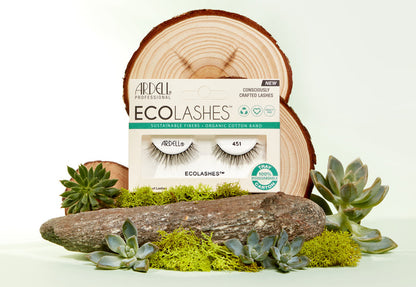 Back details of Ardell's Ecolashes 451 packaging with application & removal instructions & its inclusions