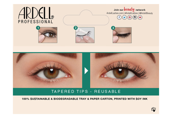 Back packaging details of Ardell's Ecolashes 453 with application and removal instructions pictures.