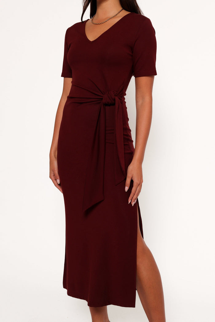Petal and Pup USA DRESSES Asha Midi Dress - Wine