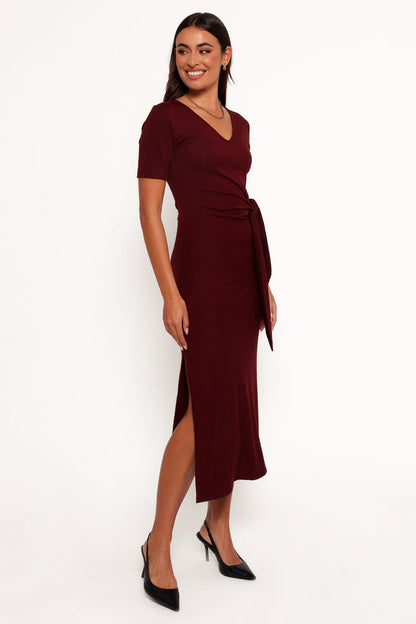 Petal and Pup USA DRESSES Asha Midi Dress - Wine