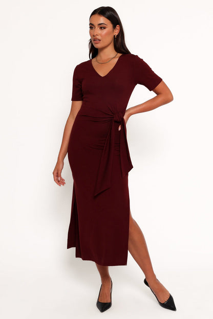 Petal and Pup USA DRESSES Asha Midi Dress - Wine