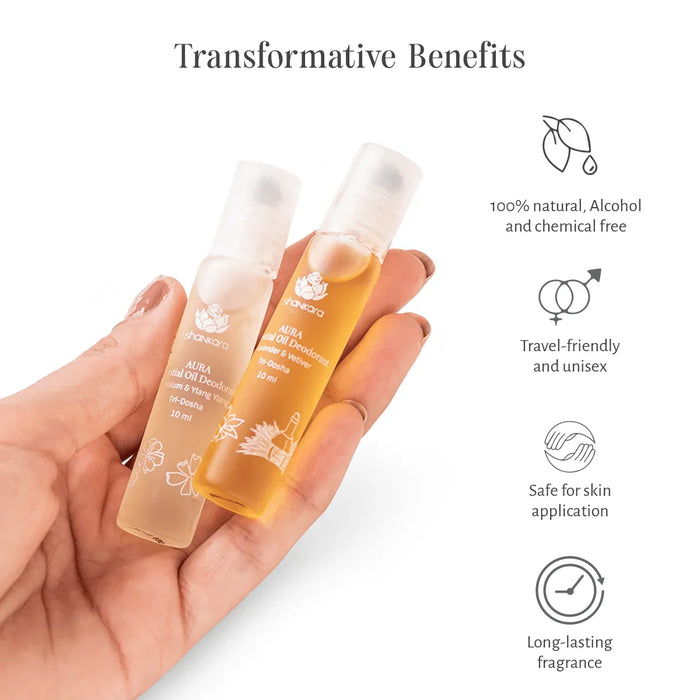 Aura Essential Oil Deodorant - Geranium & Ylang Ylang - Shankara India