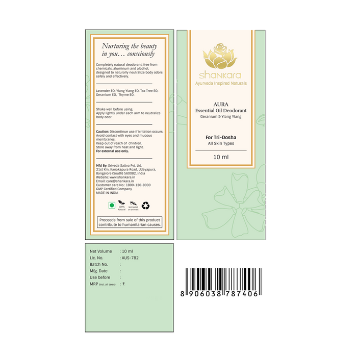 Aura Essential Oil Deodorant - Geranium & Ylang Ylang