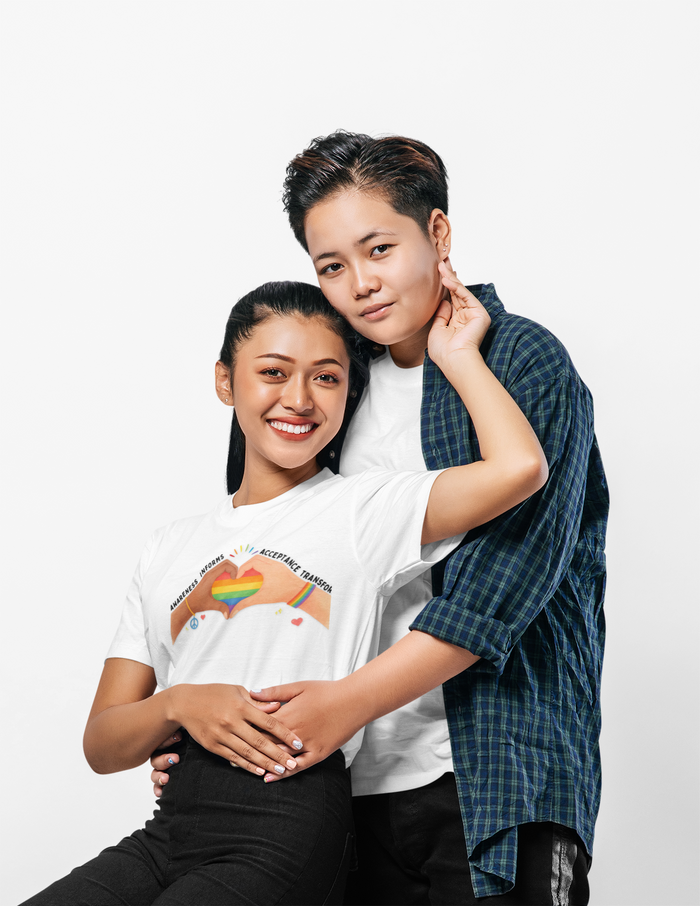 Awareness Informs, Acceptance Transforms Unisex Pride Tee