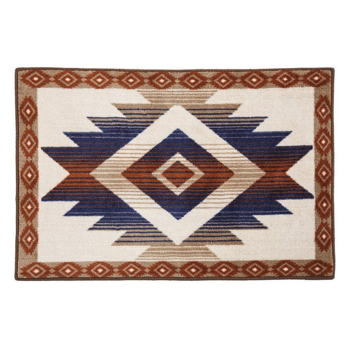 Aztec Blue & Terra Cotta Kitchen/Bath Rug Bath or Kitchen Rug