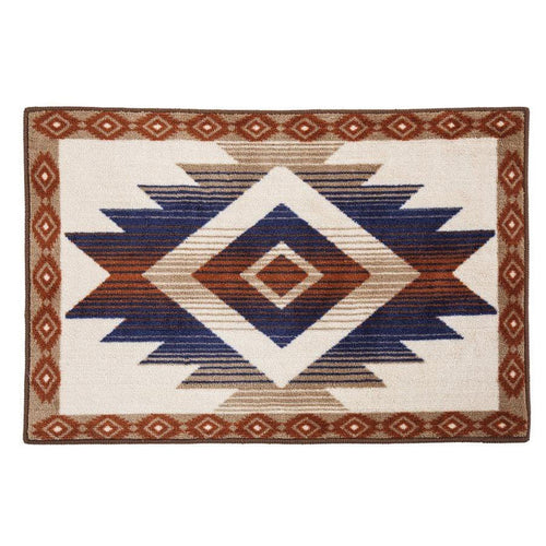 Aztec Blue & Terra Cotta Kitchen/Bath Rug Bath or Kitchen Rug