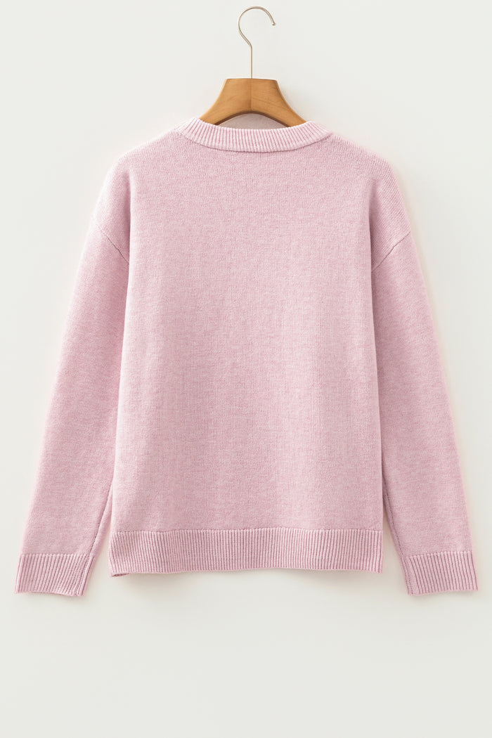 Baggy Love Sweater | Pink Graphic Pullover