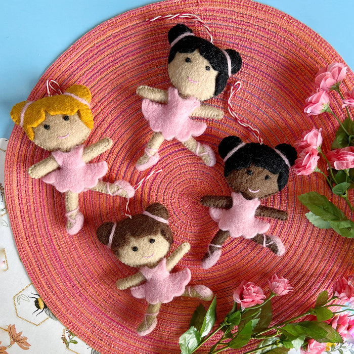 Ballerina Felt Wool Ornament- Sold Individually