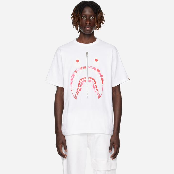 BAPE White ABC Camo Shark T-Shirt