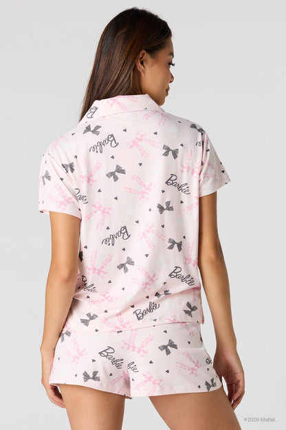 Barbie™ Button Up Top & Short Pajama Set